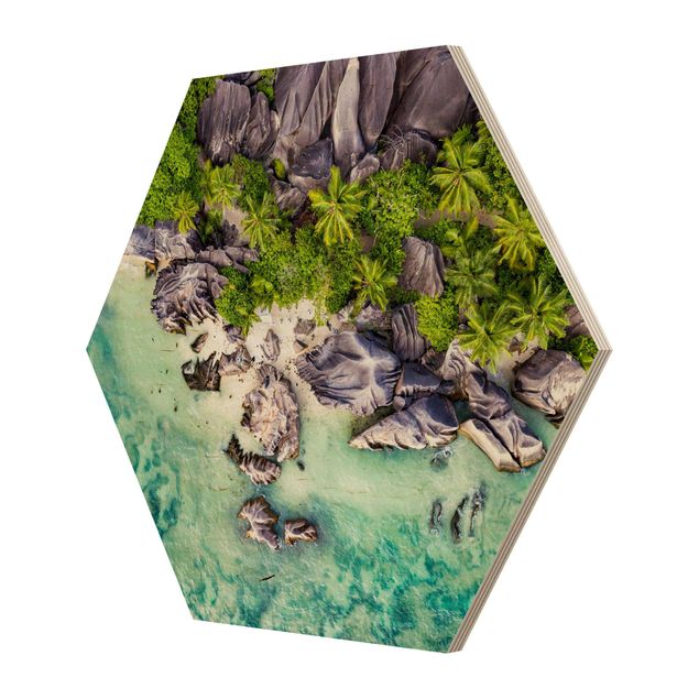 Hexagon Bild Holz - Versteckter Strand