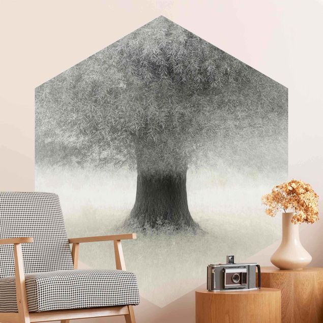Design Tapeten Verträumter Baum in Weiß