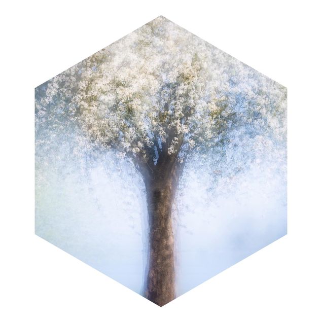 Hexagon Mustertapete selbstklebend - Verträumter Baum