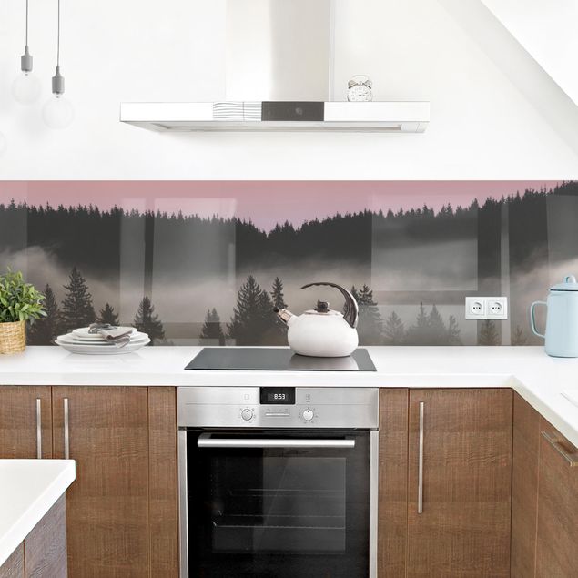 Küchenrückwand - Verträumter Waldnebel