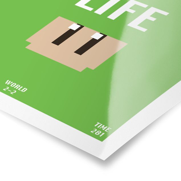 Poster - Videospiel Spruch Get A Life in Grün - Hochformat 3:4