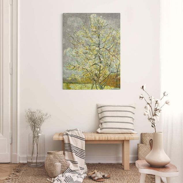 Leinwand Natur Vincent van Gogh - Blühende Pfirsichbäume im Garten