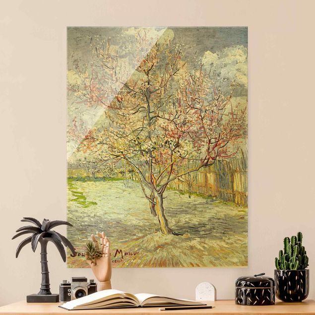 Glasbilder XXL Vincent van Gogh - Blühende Pfirsichbäume