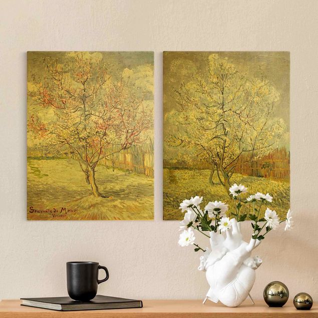 schöne Leinwandbilder Vincent van Gogh - Blühende Pfirsichbäume im Garten