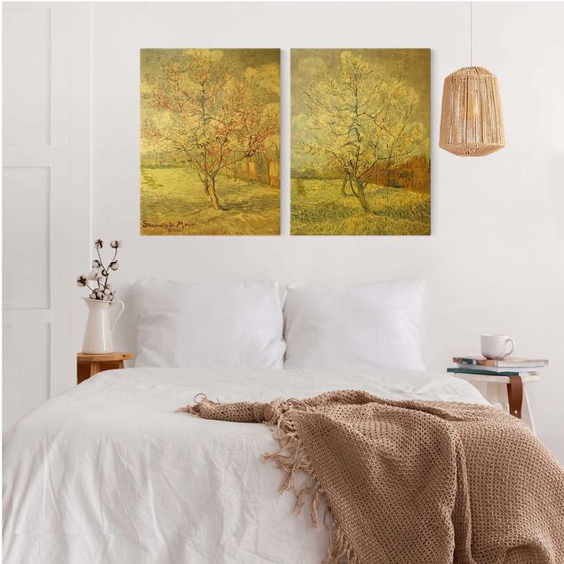 schöne Bilder Vincent van Gogh - Blühende Pfirsichbäume im Garten