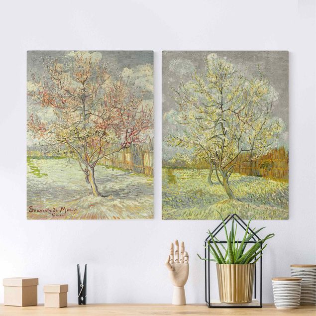 Leinwandbilder Vincent van Gogh - Blühende Pfirsichbäume im Garten