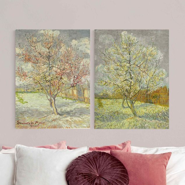 Impressionistische Bilder Vincent van Gogh - Blühende Pfirsichbäume im Garten