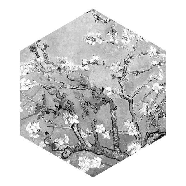 Tapeten Vincent van Gogh - Mandelblüte Schwarz-Weiß