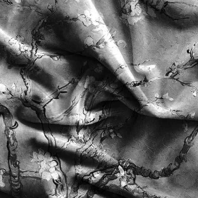 Vorhang blickdicht Vincent van Gogh - Mandelblüte Schwarz-Weiß
