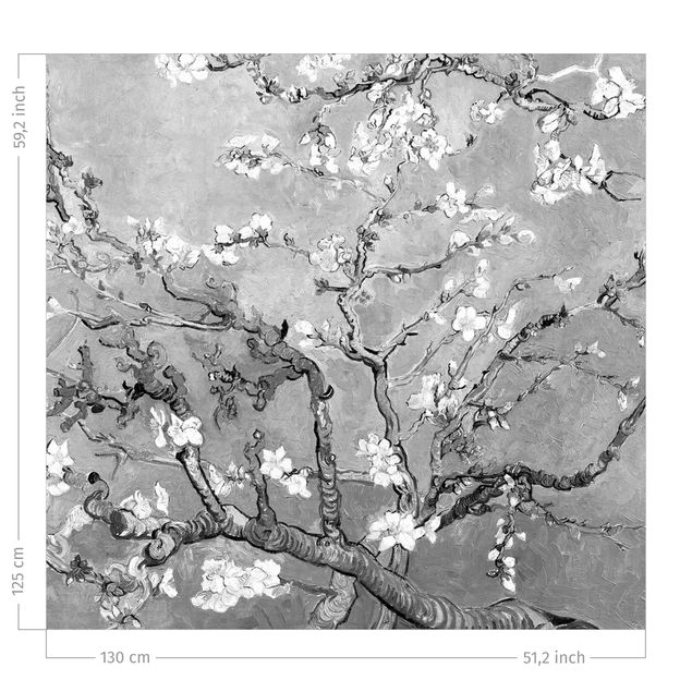 Verdunkelungsvorhang Vincent van Gogh - Mandelblüte Schwarz-Weiß