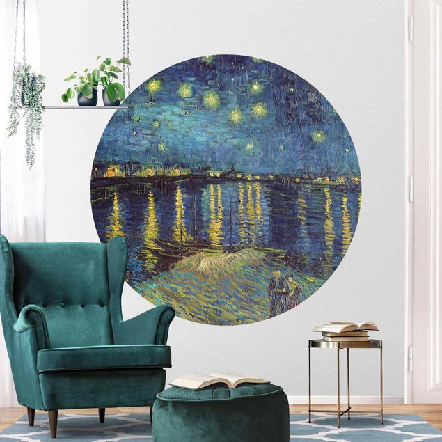 geometrische Tapete Vincent van Gogh - Sternennacht über der Rhône