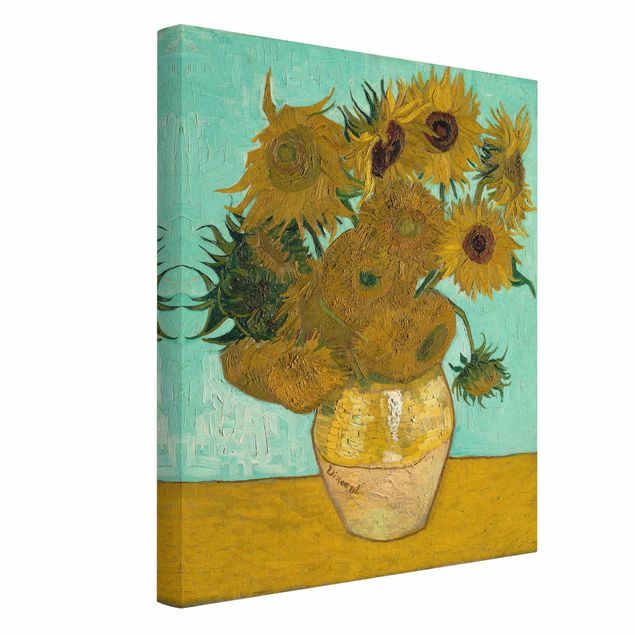Leinwandbild - Vincent van Gogh - Vase mit Sonnenblumen - Hoch 3:4