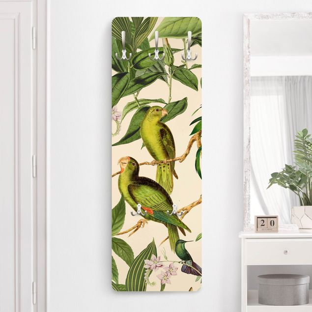 Landhaus Garderobe Vintage Collage - Papageien im Dschungel