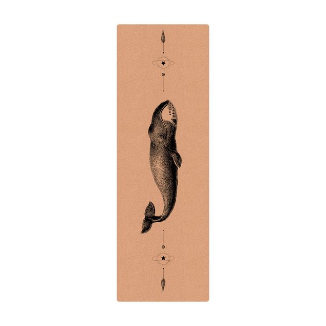 Kork-Teppich - Vintage Grönlandwal Schwarz - Hochformat 1:3