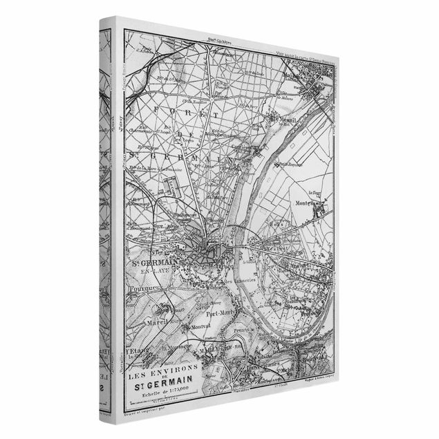 Leinwandbild - Vintage Karte St Germain Paris - Hochformat 2:3