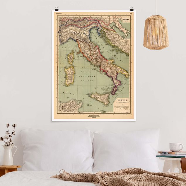 Riesenposter XXL Vintage Landkarte Italien