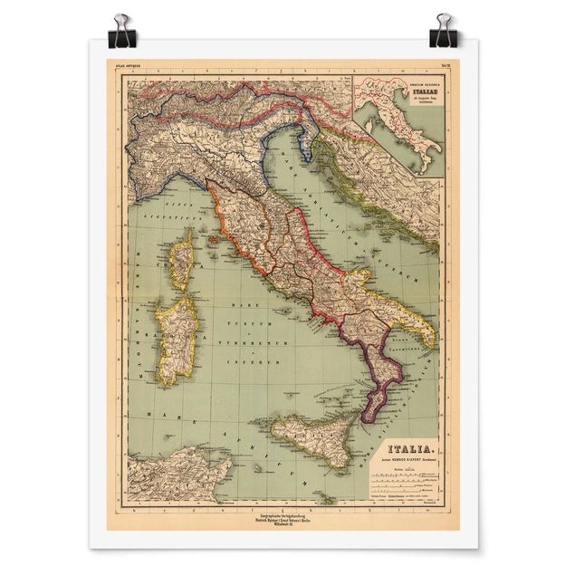 schöne Bilder Vintage Landkarte Italien