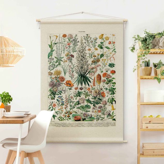 Wandbehang modern Vintage Lehrtafel Blumen I