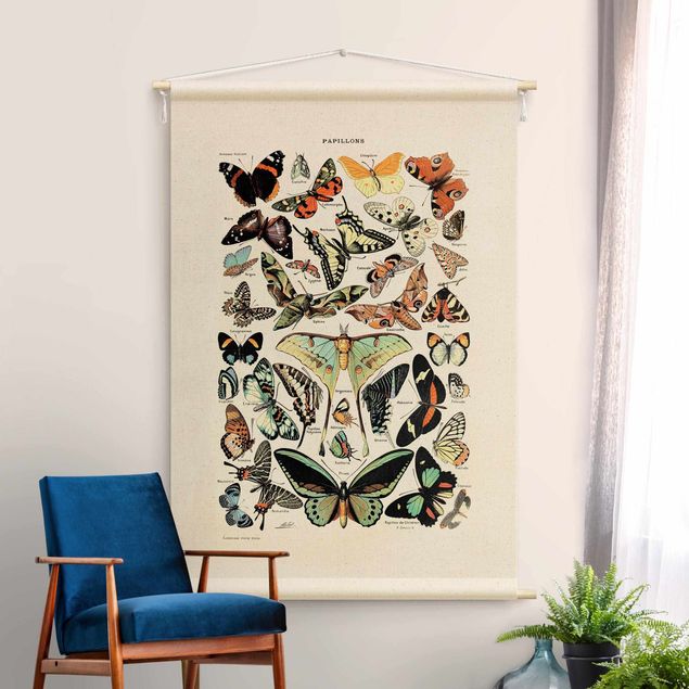 Wandbehang Vintage Lehrtafel Schmetterlinge und Falter