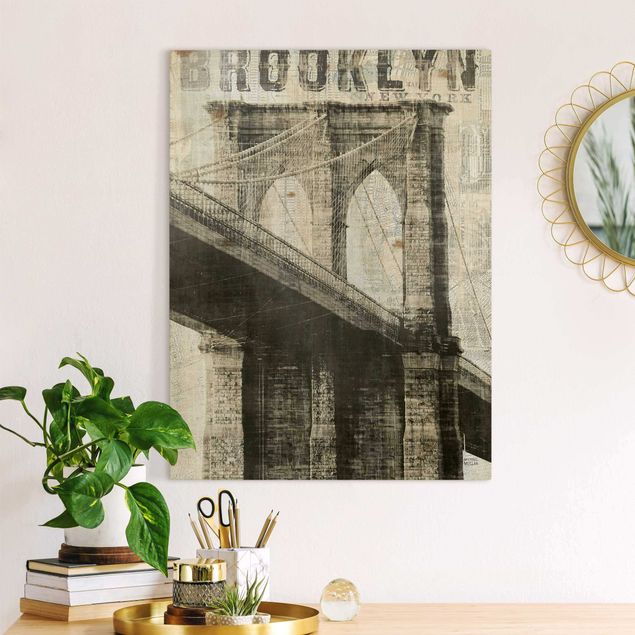 Leinwand New York Vintage NY Brooklyn Bridge