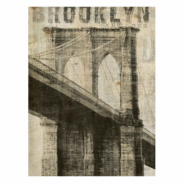 schöne Leinwandbilder Vintage NY Brooklyn Bridge