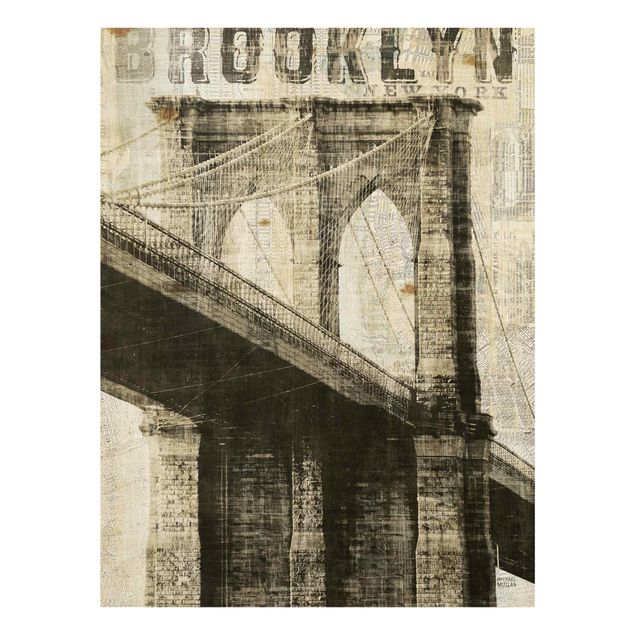 Glasbilder Vintage NY Brooklyn Bridge