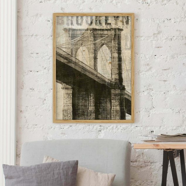 Vintage Bilder mit Rahmen Vintage NY Brooklyn Bridge