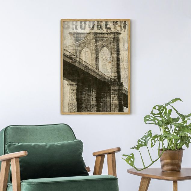 Moderne Bilder mit Rahmen Vintage NY Brooklyn Bridge