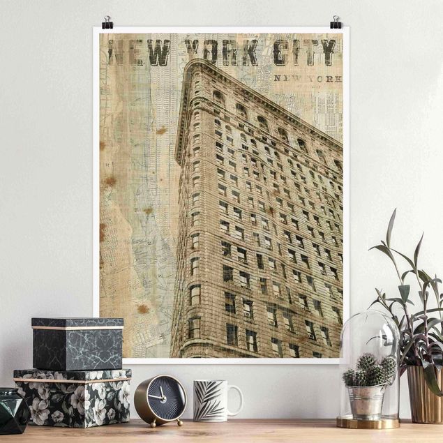 Poster New York Skyline Vintage NY Flat Iron