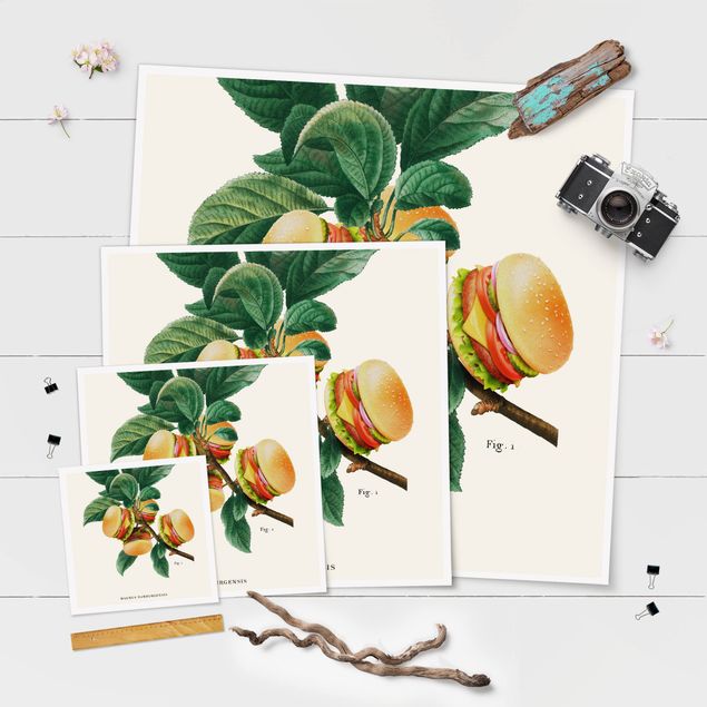 Poster - Vintage Pflanze - Burger - Quadrat 1:1