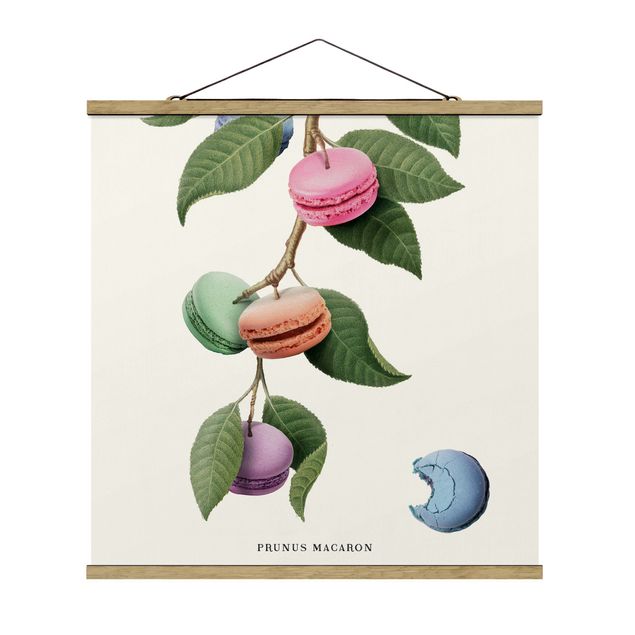 Stoffbild mit Posterleisten - Vintage Pflanze - Macaron - Quadrat