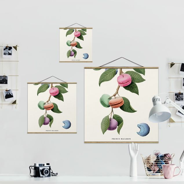 Stoffbild mit Posterleisten - Vintage Pflanze - Macaron - Quadrat
