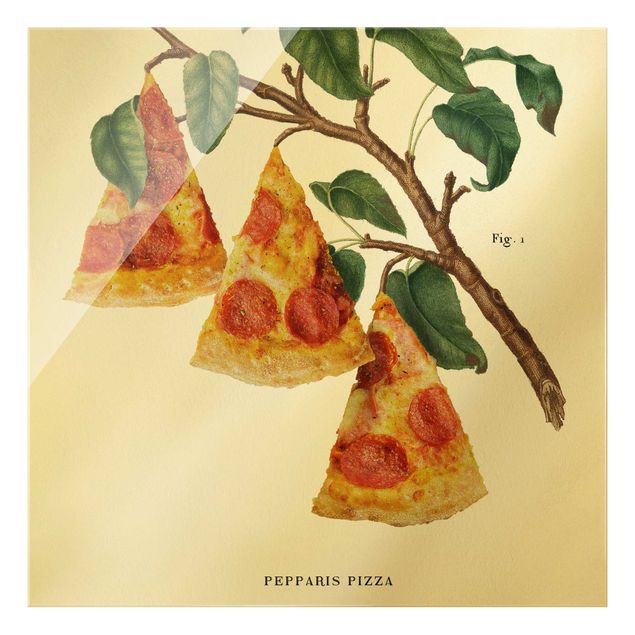 Glas Wandbilder Vintage Pflanze - Pizza