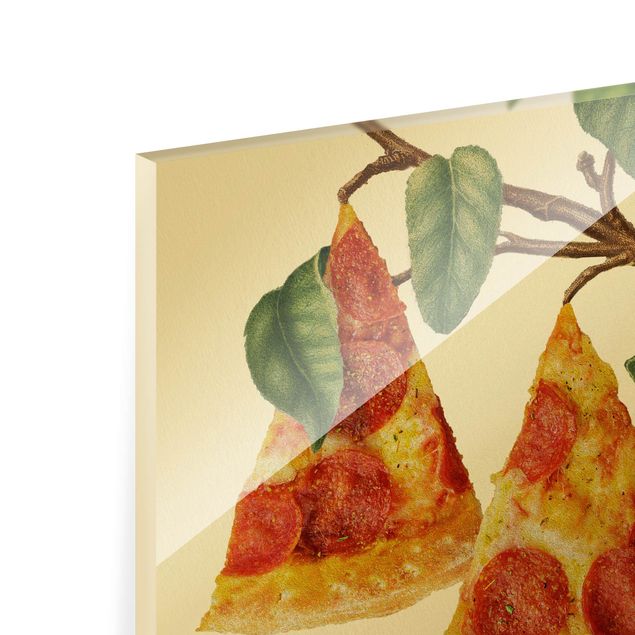 Glasbild - Vintage Pflanze - Pizza - Quadrat 1:1