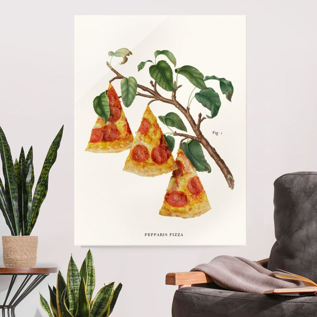 XXL Glasbilder Vintage Pflanze - Pizza