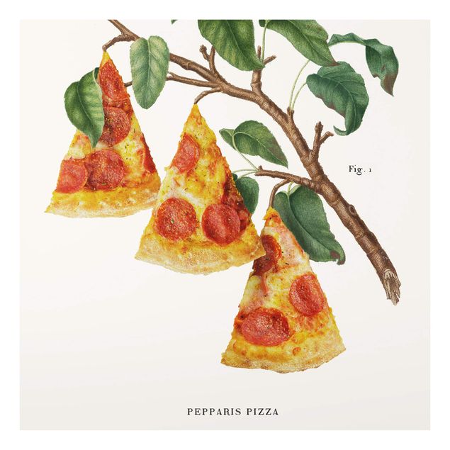 Glas Wandbilder Vintage Pflanze - Pizza