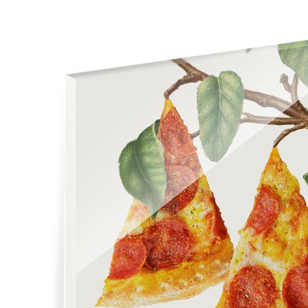 Glasbild - Vintage Pflanze - Pizza - Quadrat 1:1