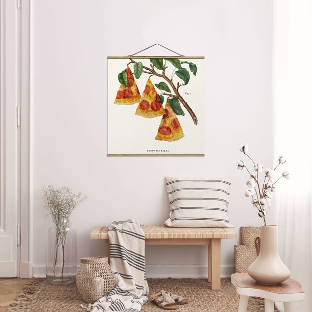 Stoffbilder mit Posterleisten Vintage Pflanze - Pizza
