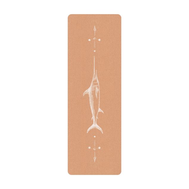 Yogamatte Kork - Vintage Schwertfisch Weiß