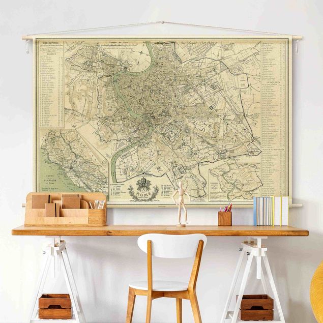 Wandbehang modern Vintage Stadtplan Rom Antik
