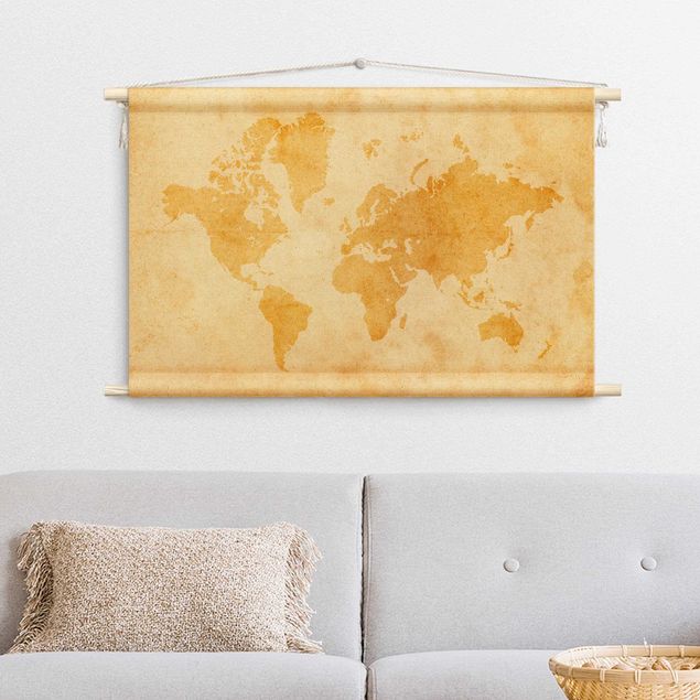 Wandbehang groß Vintage Weltkarte