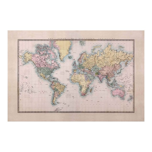 Fototapete - Vintage Weltkarte um 1850