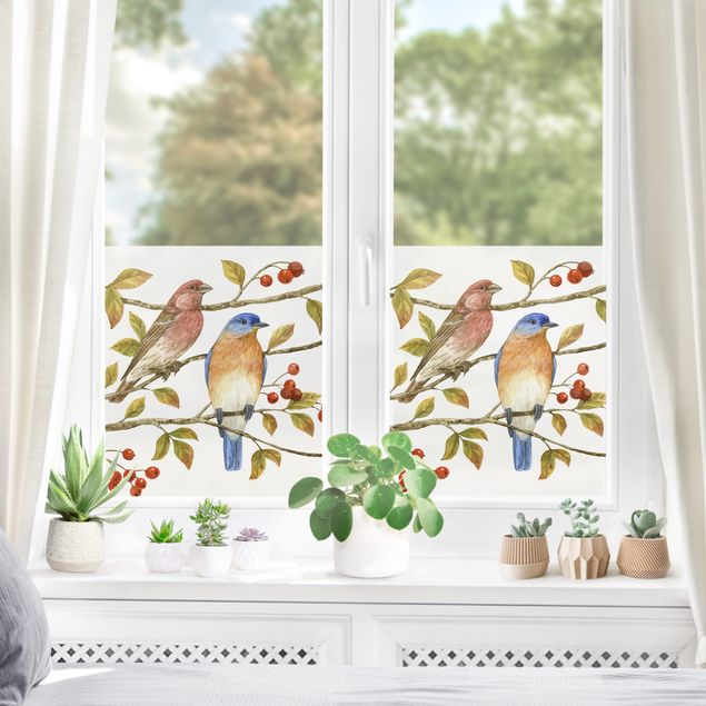 Fensterbilder Vögel und Beeren - Hüttensänger