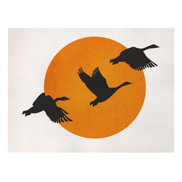 Kubistika Prints Vögel vor gelber Sonne