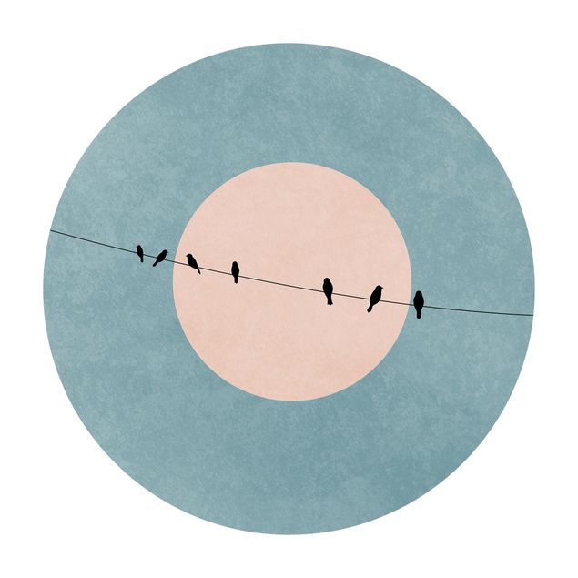 Vinyl-Bodenmatten Vögel vor rosa Sonne I