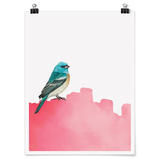 Poster - Vogel auf Pink - Hochformat 3:4