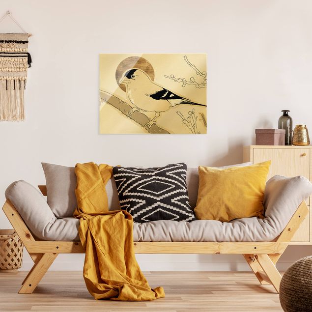 Wandbilder Vogel vor goldener Sonne II