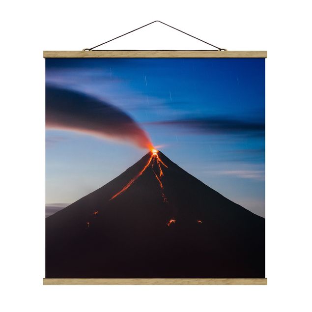 Stoffbild mit Posterleisten - Vulkan - Quadrat