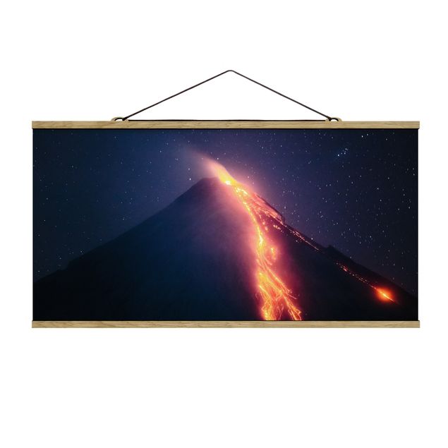 Stoffbild mit Posterleisten - Vulkanausbruch - Querformat