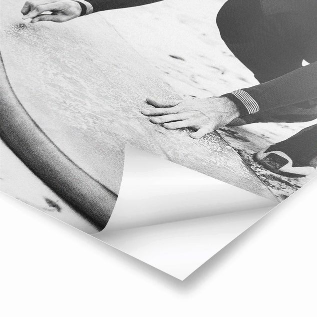 Poster - Wachsen des Surfboards - Quadrat 1:1